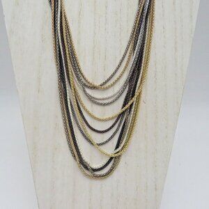 Nicole Miller Necklace Multi Strand Layered Gold Tone Silver Tone Black Snake